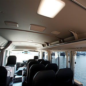 Toyota Coaster Mini bus Interior; back of the seat2